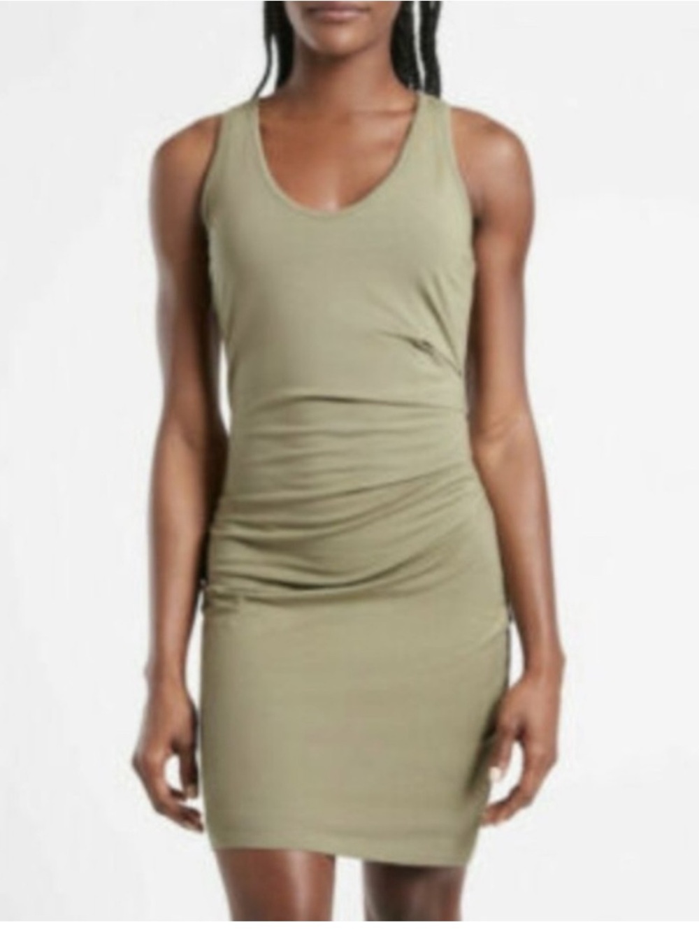 Athleta Della Shadow Olive Athleisure Ruched Dress Size XS
